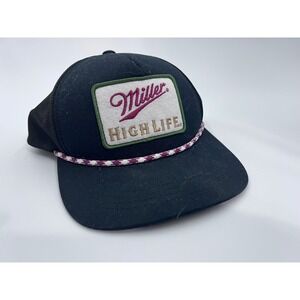 Miller High Life Trucker Hat Black Mesh Snapback Rope Detail Official Licensed